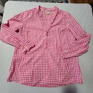 Womans Banana Republic V Neck Gingham Plaid Popover Tunic Large